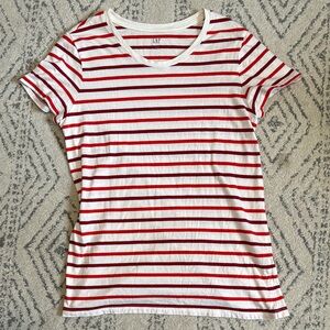 Gap Striped Red and White Short Sleeve Tee